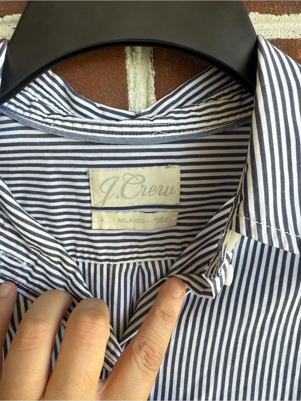 J. Crew Blue and White Vertical Stripe Button-Down Shirt Size 8